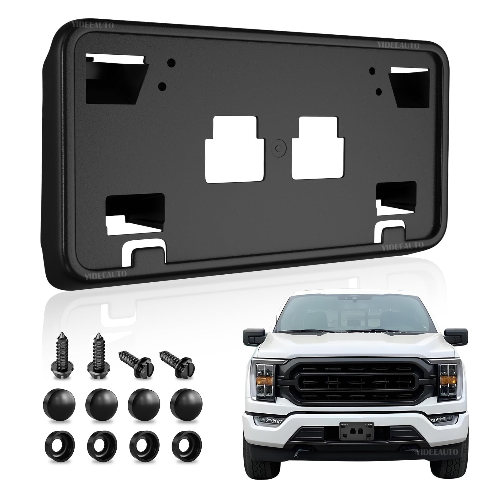 License Plate Bracket for 2021 2022 2023 Ford F-150 Accessories, Front Bumper Mount Frame Holder No-Drill fits 3.3L 5.0L ML3Z-17A385-AB FO1068185