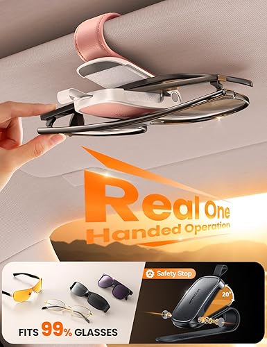 Miniatura 5 de JOYROOM Soporte para lentes de sol para clip para visera de automóvil, organizador de lentes de sol, accesorios de automóvil rosa, regalos