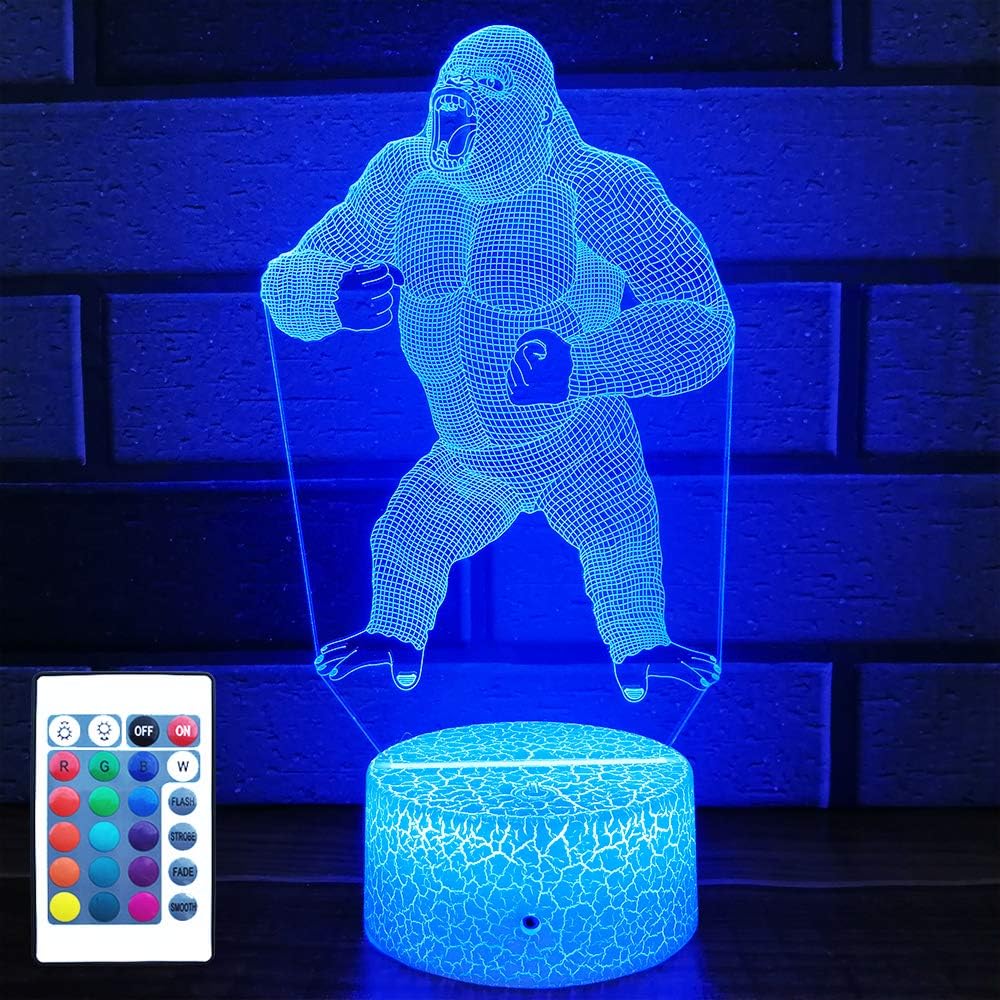 HLLKYYLF Baby Gorilla Gifts Gorilla Light 16 Color Changing Kids Lamp with Touch and Remote Control Gorilla Toys Light as Gift Idea for Home Decor or Birthday Gifts for Baby