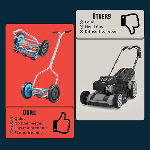 Miniatura 17 de American Lawn Mower Company 1204-14 Cortacésped de carrete de empuje de 4 hojas de 14 pulgadas, color rojo