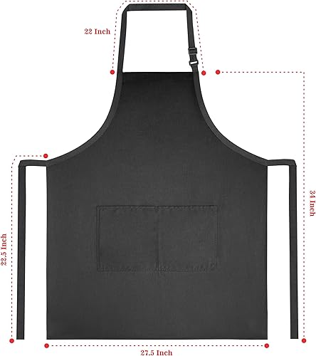 Miniatura 7 de BEAUTICONE Delantal de chef  Polialgodón profesional  para cocina, barbacoa y parrilla  Delantal de babero  camarero  carnicero con bolsillos