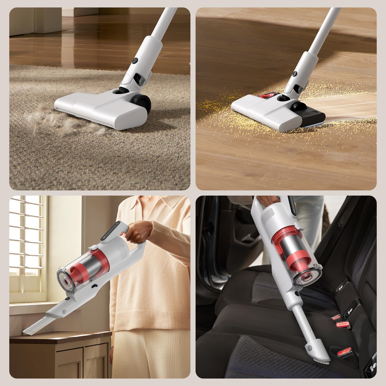 Deerma DEM-T20W Kabelloser 2-in-1 Staubsauger mit Wischfunktion, 180W Leistung, HEPA-Filter, Leichtes Design, Weiß