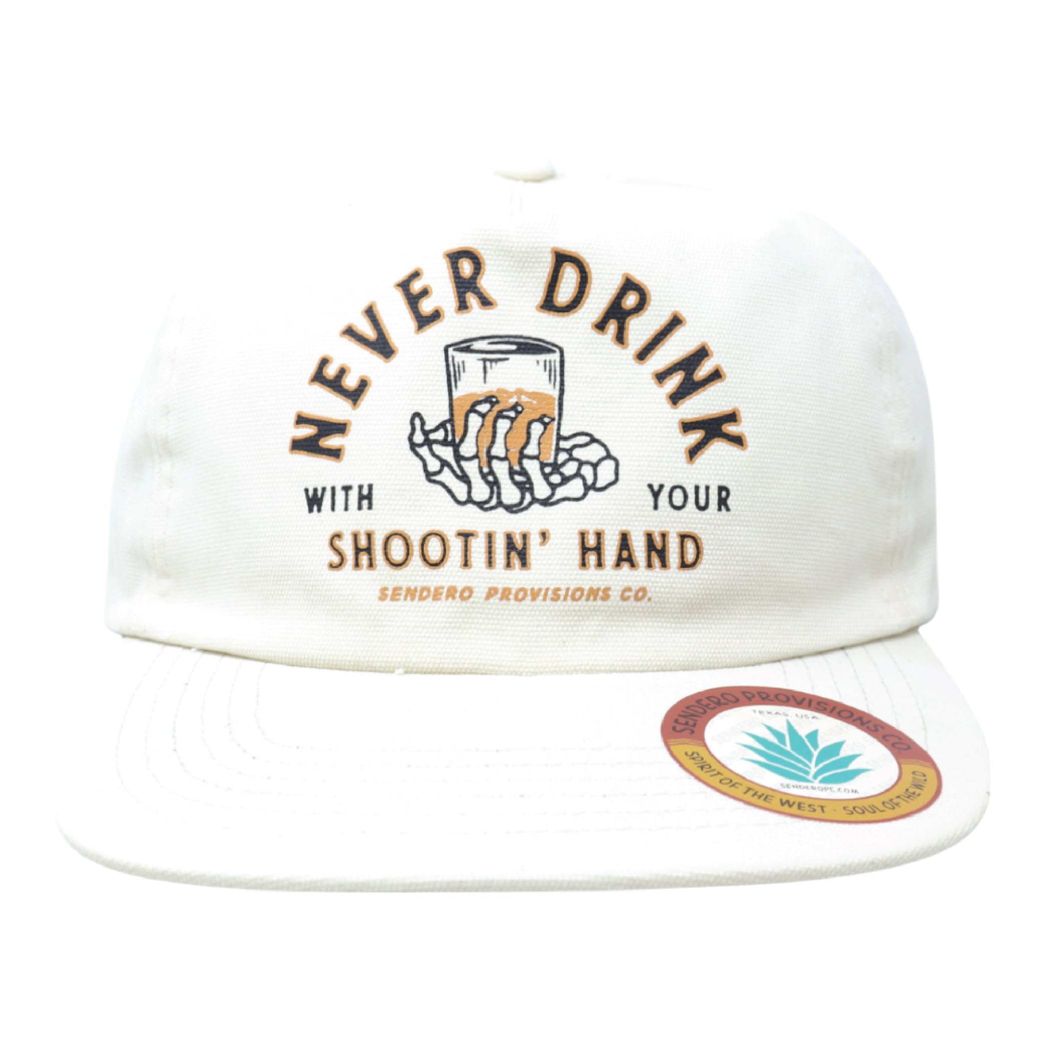 Shootin Hand Hat Screen Printed Strapback Cap Off-White, One Size
