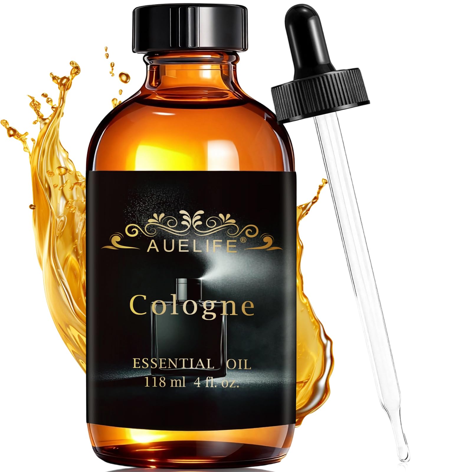 Auelife 4oz Cologne Essential Oils for Diffusers for Home - Men Fragrance Oil for Candle Making, Soap Making Supplies, Father's Day Gifts for Him, Masculine Scent for Men Gift, 118ml Glass Bottle