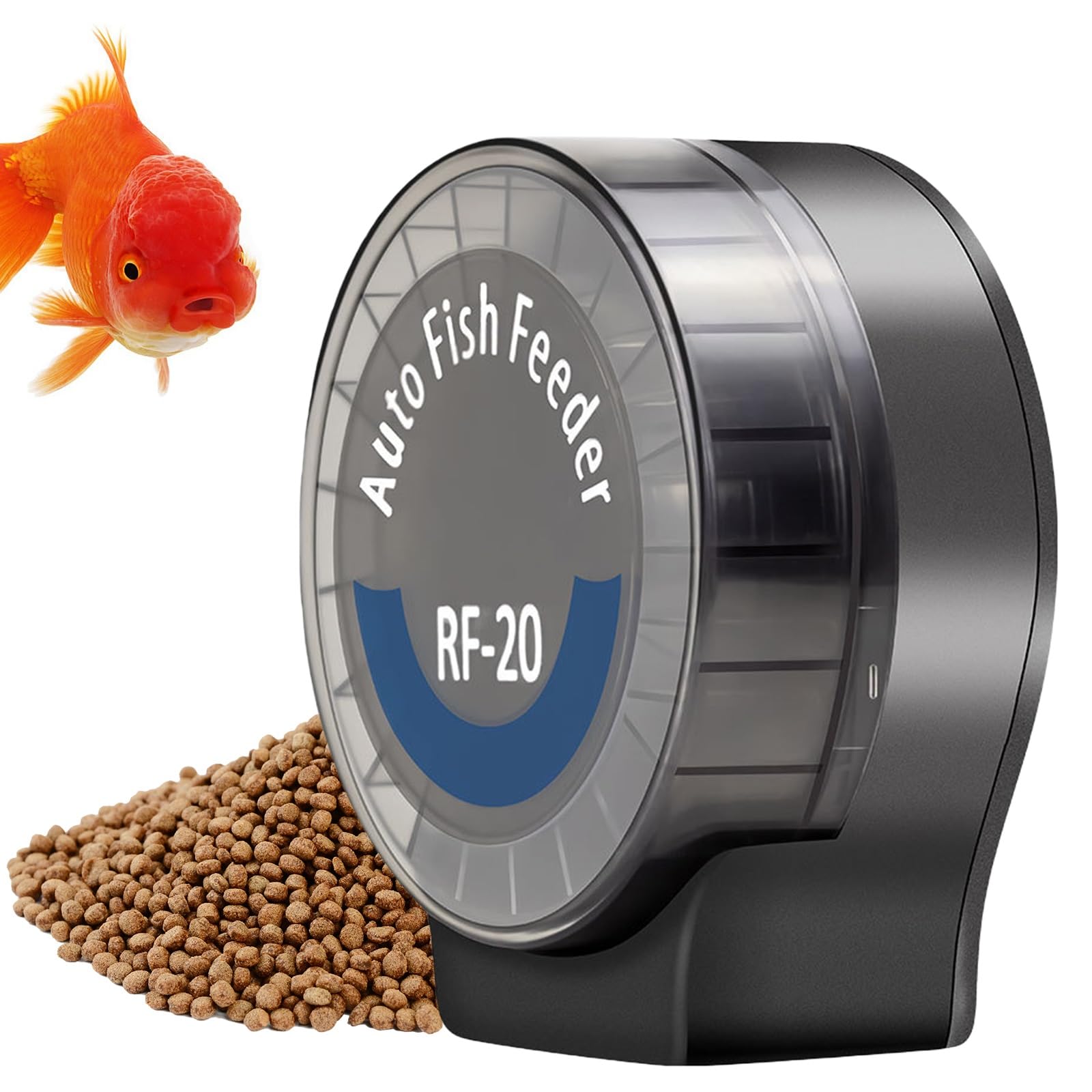 GOMETY Automatischer Futterautomat Fische Aquarium Futterautomat für Aquarium, Batteriebetrieben Fischfutterspender mit Timer LCD-Anzeige Fischfutterautomat Fischtank für Pellets Pulver Granulate
