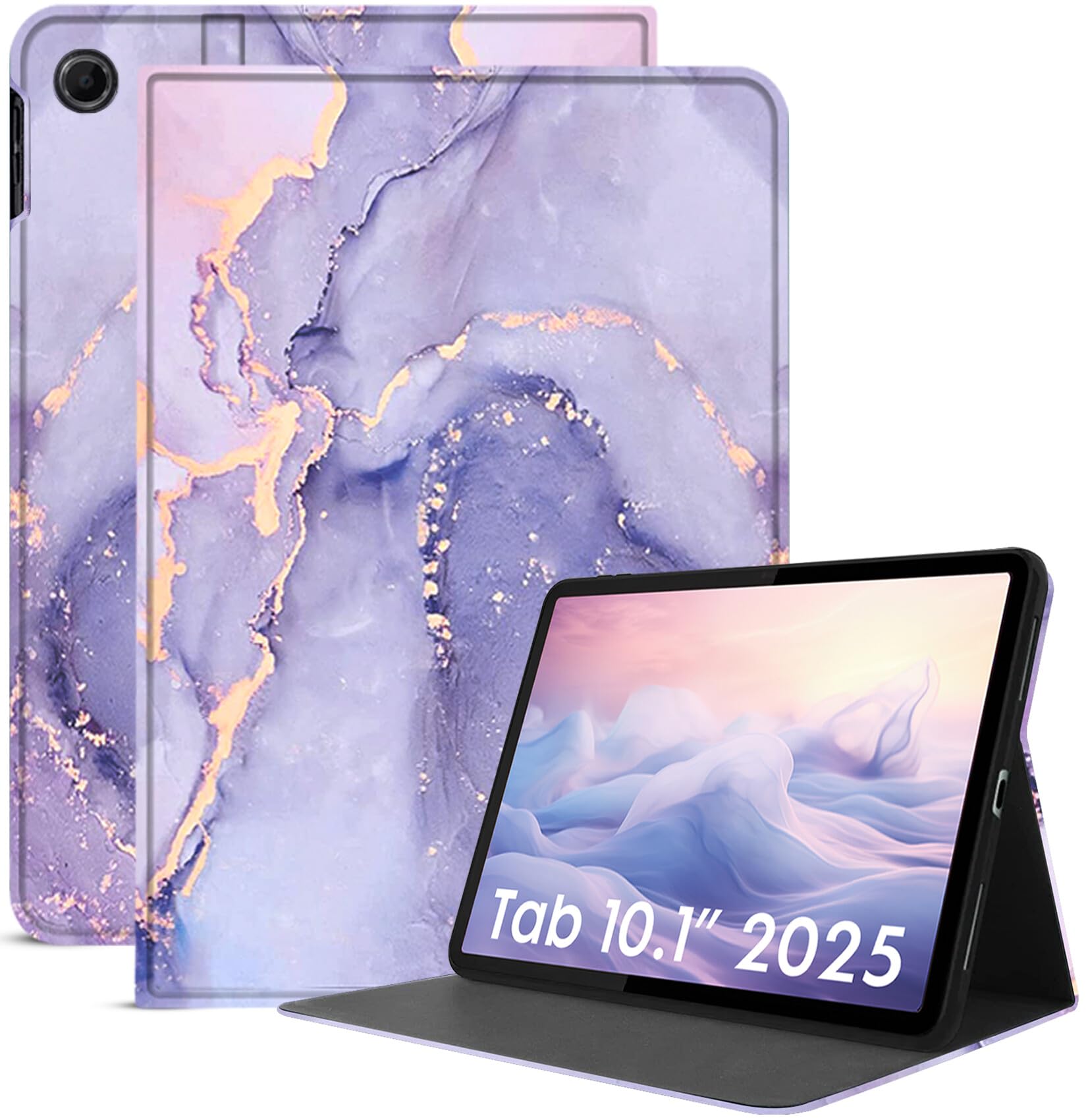 Robustrion Cover for Lenovo Tab 10.1 inch 2025 Cover Case, Folio Flip Cover Case for Lenovo Tab 10.1" Tablet Cover - Marble Lilac-image-48