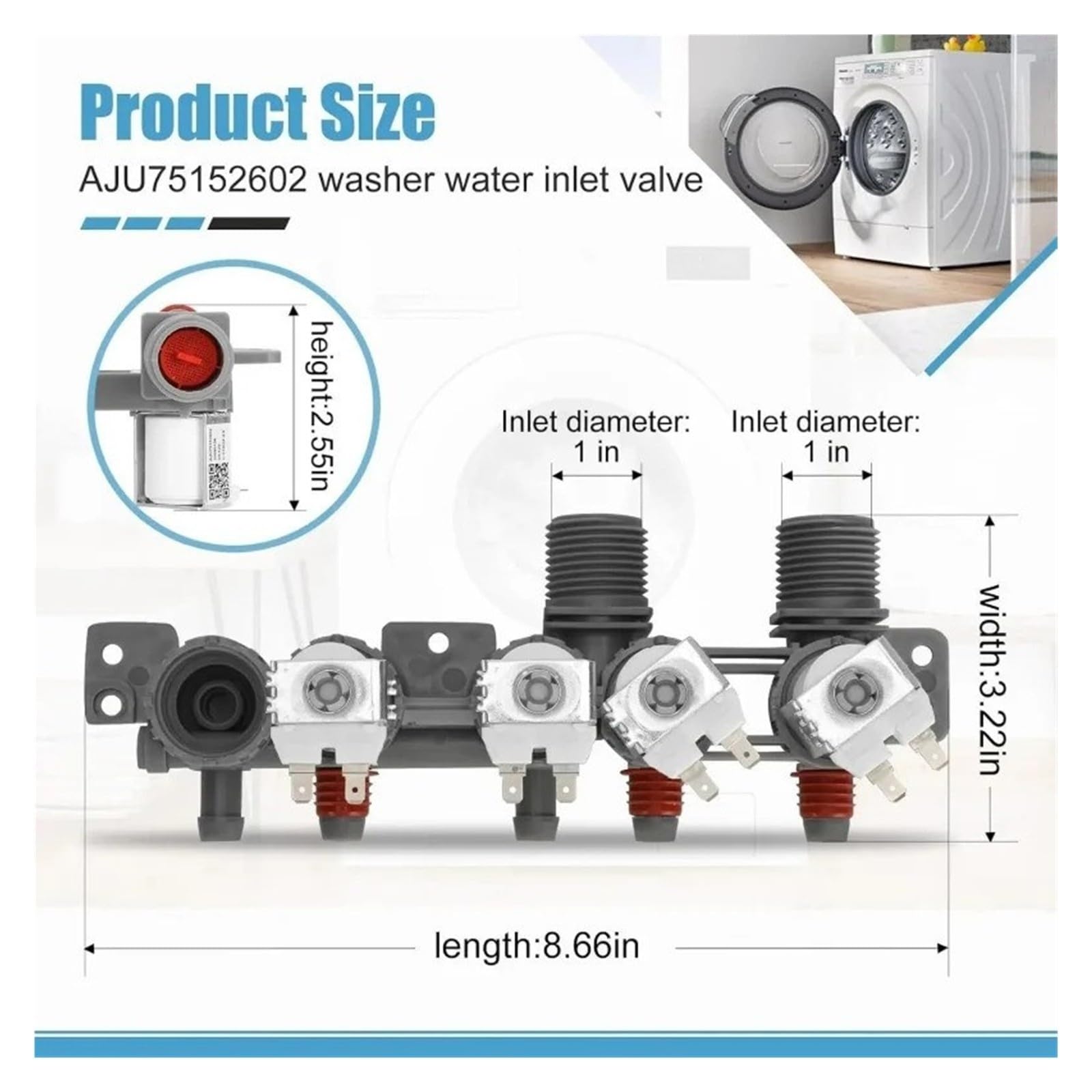 5221EA1008Q AJU75152602 Válvula De Entrada De Agua - Reemplazo DC12V, Compatible con LG, Lavadora - Seleccione, Compatible con LG, Modelos De Lavadora