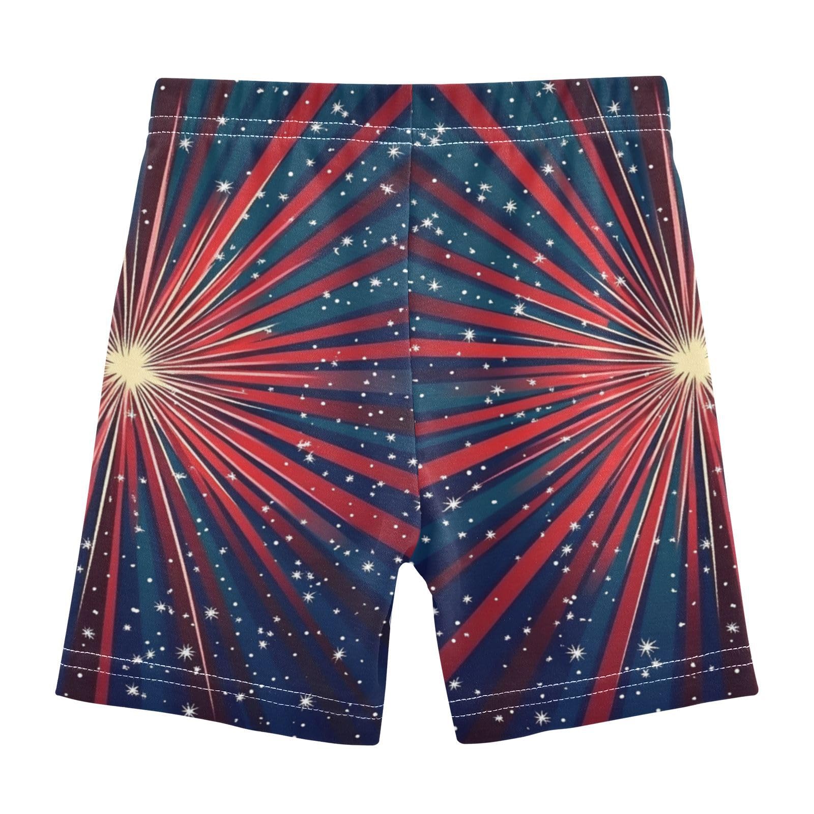 Little Girls Shorts Elastic Cotton Midi Shorts Swimsuit for Beach 6T Independence Day Firework