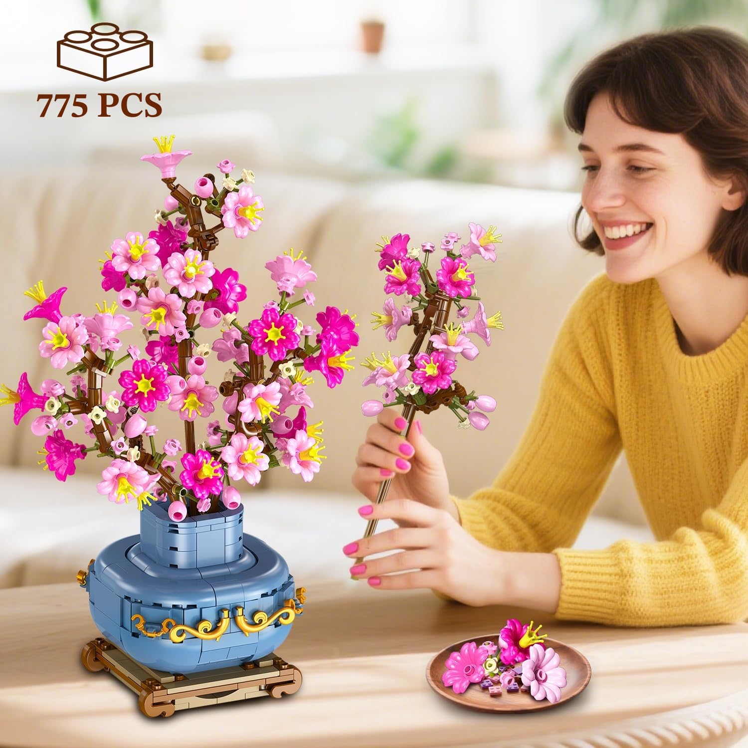 HOGOKIDS Kit de Construction 2-en-1 Bonsaï de Fleurs Cerisier pour 8-12 Ans