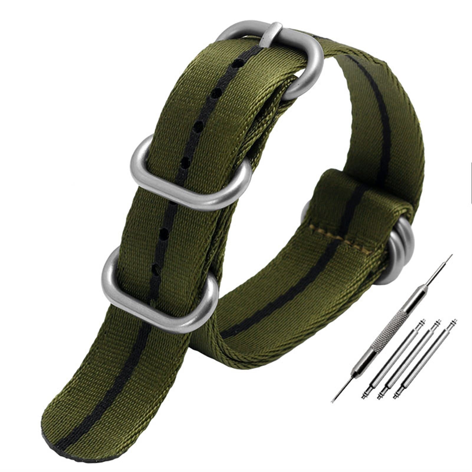 Correa de nylon OTAN multicolor de 22mm pulsera de lona suave con cierre de plata A9 8