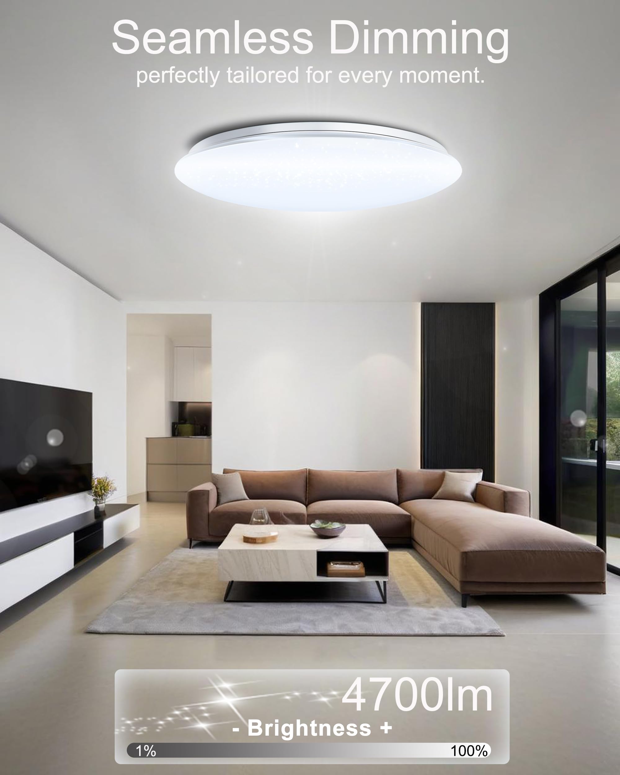 LED Plafoniere da 40cm 45W Compatibili con Alexa Altoparlante Bluetooth Integrato Luci dimmerabili e temperatura di colore regolabile Illuminazione ambientale RGB Telecomando incluso