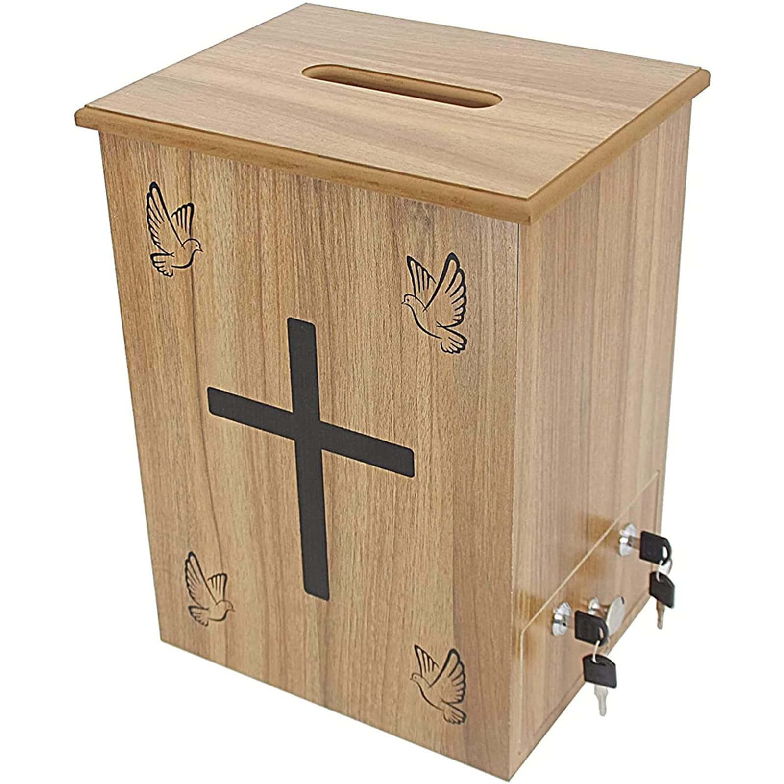 Buy XUNN Wooden Love Box Donation Box, Indoor Offering Double Lock Box ...
