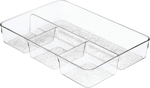 iDesign - Bandeja organizadora de cajones de cosméticos dividida con lluvia para armario de tocador para guardar maquillaje, productos de belleza,