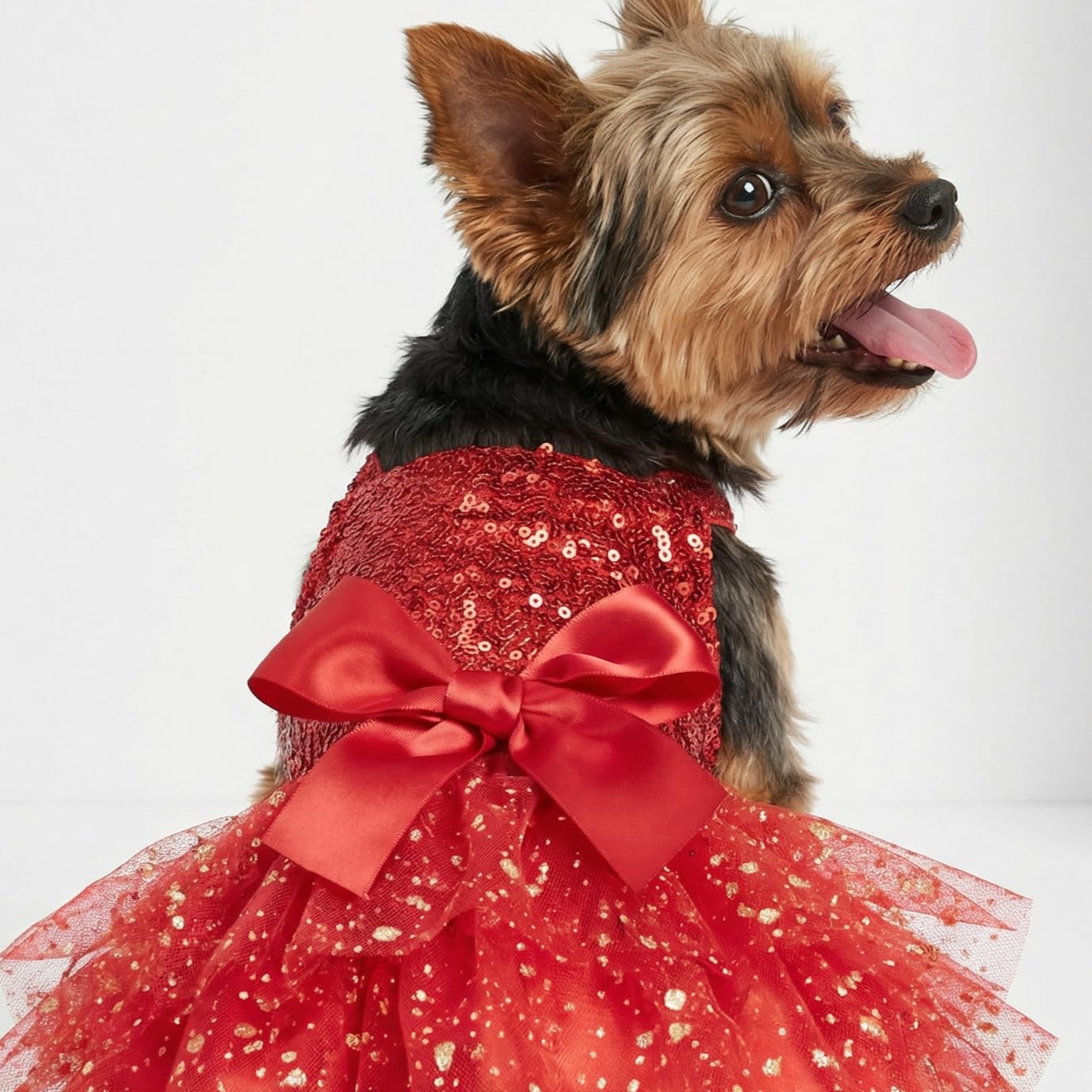 Fitwarm Sparkly Sequin Dog Tutu Dress, Fancy Christmas Outfit for Small Dogs Girl, Holiday Pet Clothes, Red, XS : Pet Supplies