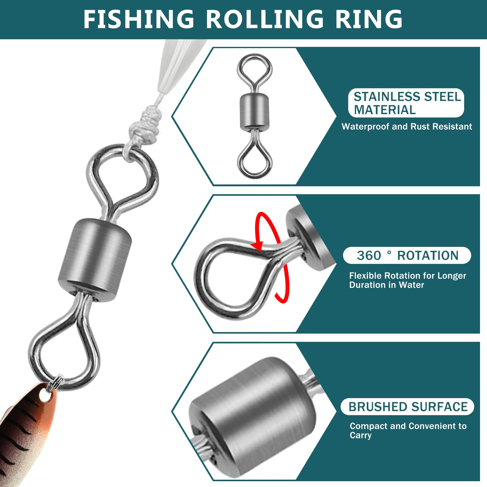 30 Girelle Da Pesca Con Sgancio Rapido - Acciaio Inox, Per Esche Artificiali - Foto 8