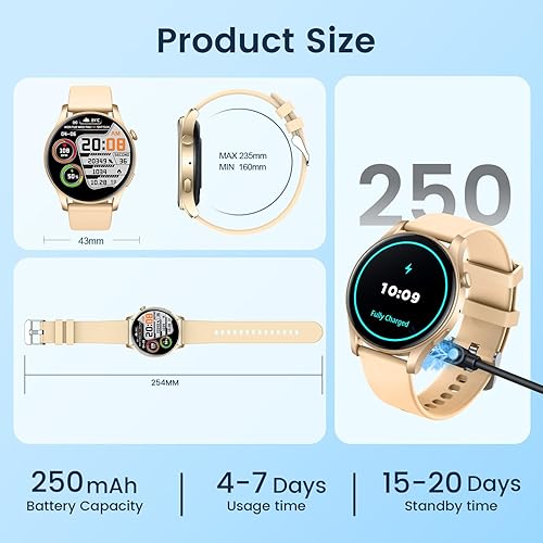 Miniatura 7 de Reloj inteligente para hombres y mujeres 1.43 "Amoled pantalla táctil inteligente RespuestaHacer llamadas con frecuencia cardíaca presión arterial