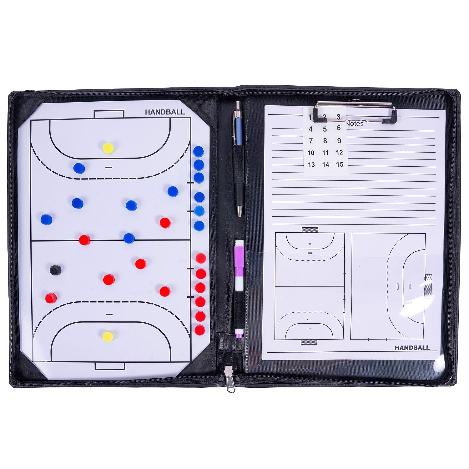 Sport-Thieme Taktikmappe | Magnet Taktiktafel mit Reißverschluss | Zusammenklappbar | Inkl. 24 Magnete, Stift, Schwamm | Trainer-Mappe für Fußball, Volleyball, Handball, Basketball