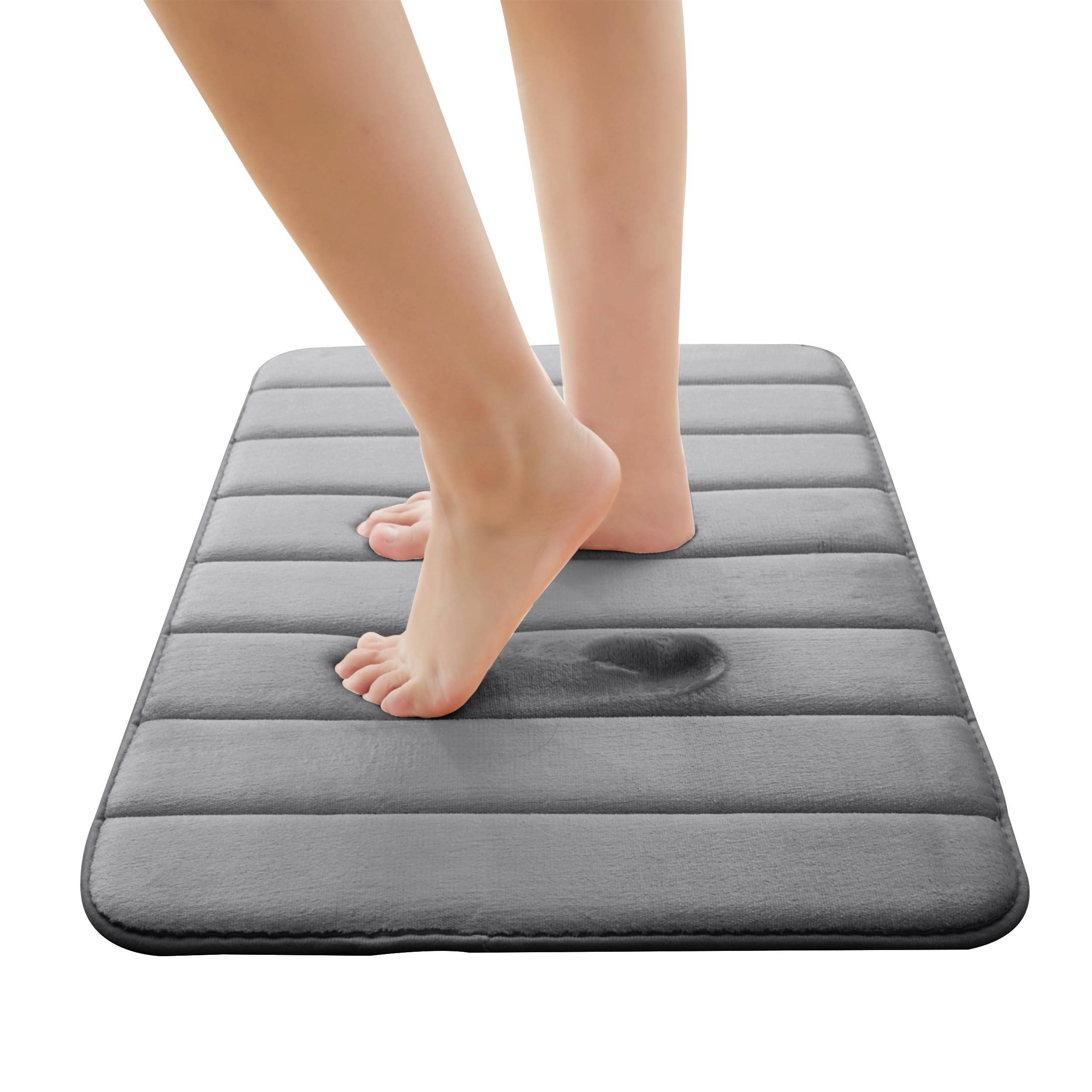 Moonlight Bedding Memory Foam Bath Mat Non Slip Anti Mould – 40 x 60 cm Grey Washable Super Absorbent Bathroom Mat Extra Soft & Comfortable Shower Mats