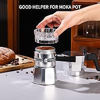 Vista 4 de Bincoo Moka - Dispensador de olla con 100 piezas de papel de filtro, relleno de polvo giratorio, embudo, taza de recepción de polvo, accesorios