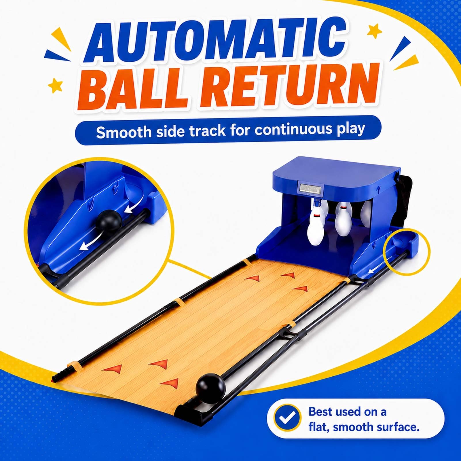 Juego de bolos electrónico, máquina de bolos de reinicio automático con marcador LED, efectos de luz y sonido, juego plegable para interiores para diversión familiar y fiestas