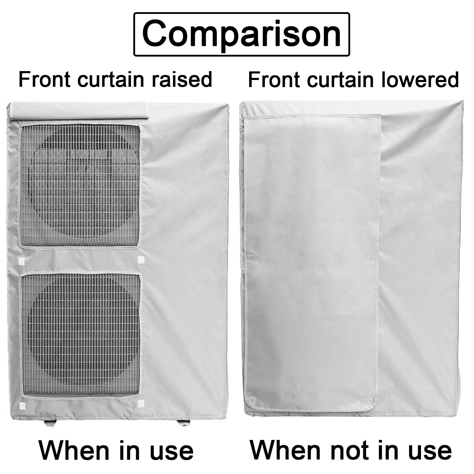 Protection Climatiseur Exterieur, Cache Pompe a Chaleur Extérieur, Grande Conception Double Épaisseur avec Doubles Aérations et Rideaux de Protection(White,105x146x43cm/41x57x16in)