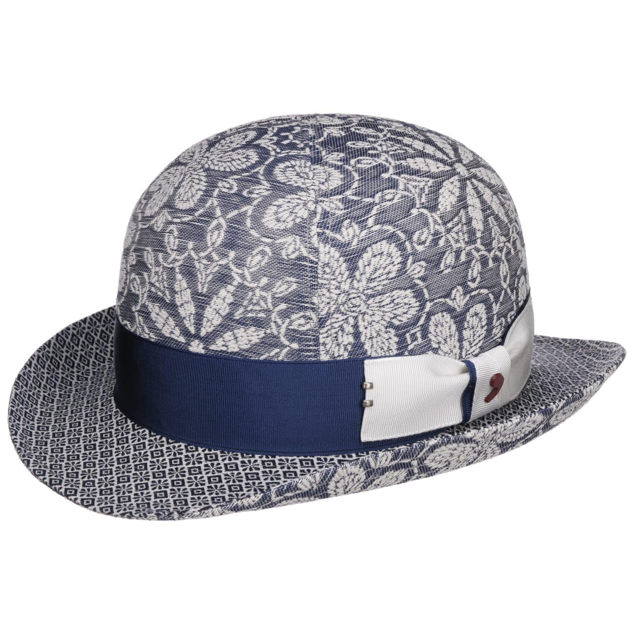 Bombín Spencey FlowerD’Este Mujer/Hombre - Made in Italy Sombrero de algodón Bowler con Forro, Banda Grosgrain Primavera/Verano