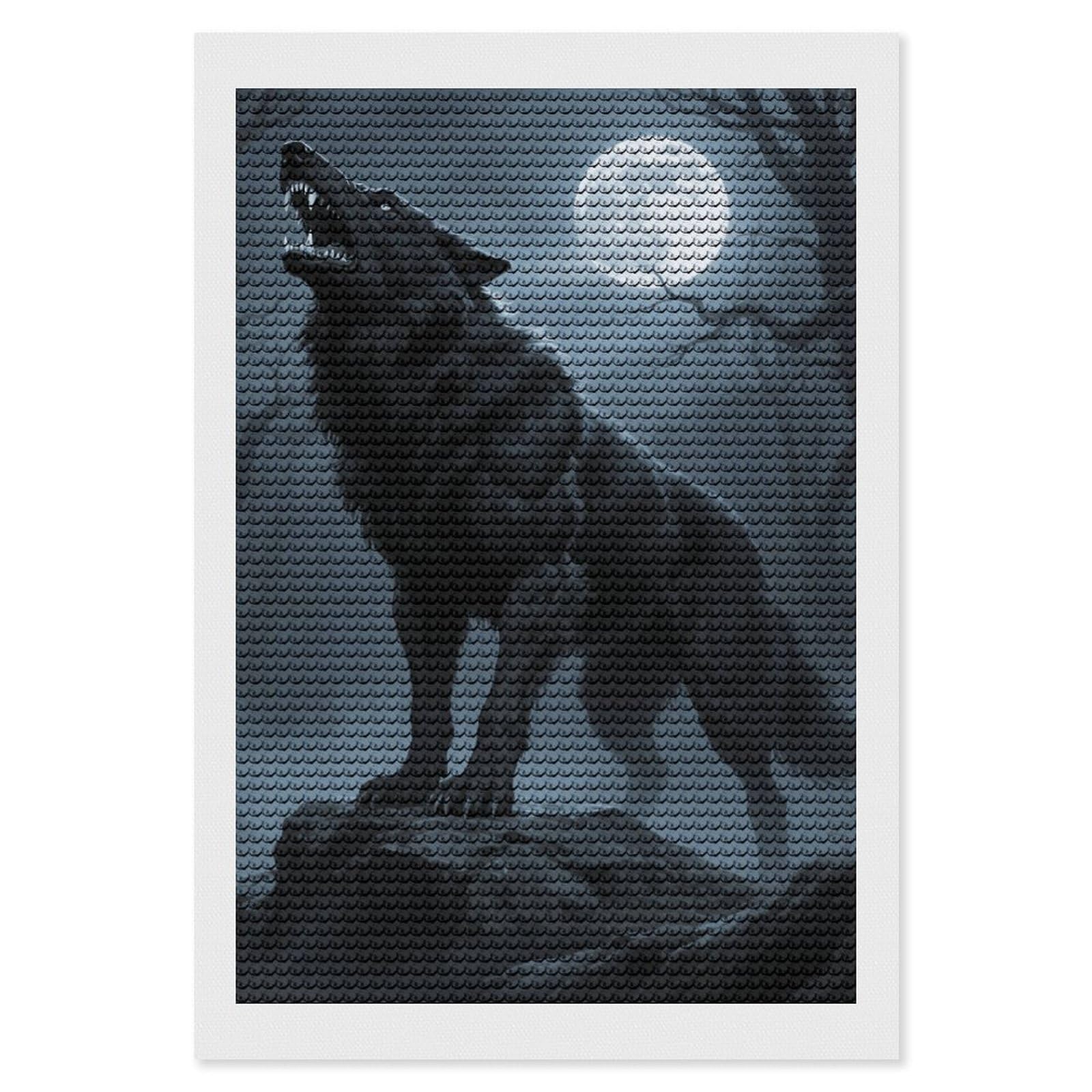 FodPand Ferocious Howling Wolf 5D Diamond Painting Kits for Adults Beginners Full Drill Round Diamond Dots Pictures Gem Art Supplies for Home Wall Room Decoration DIY Craft Set Gift 8x12