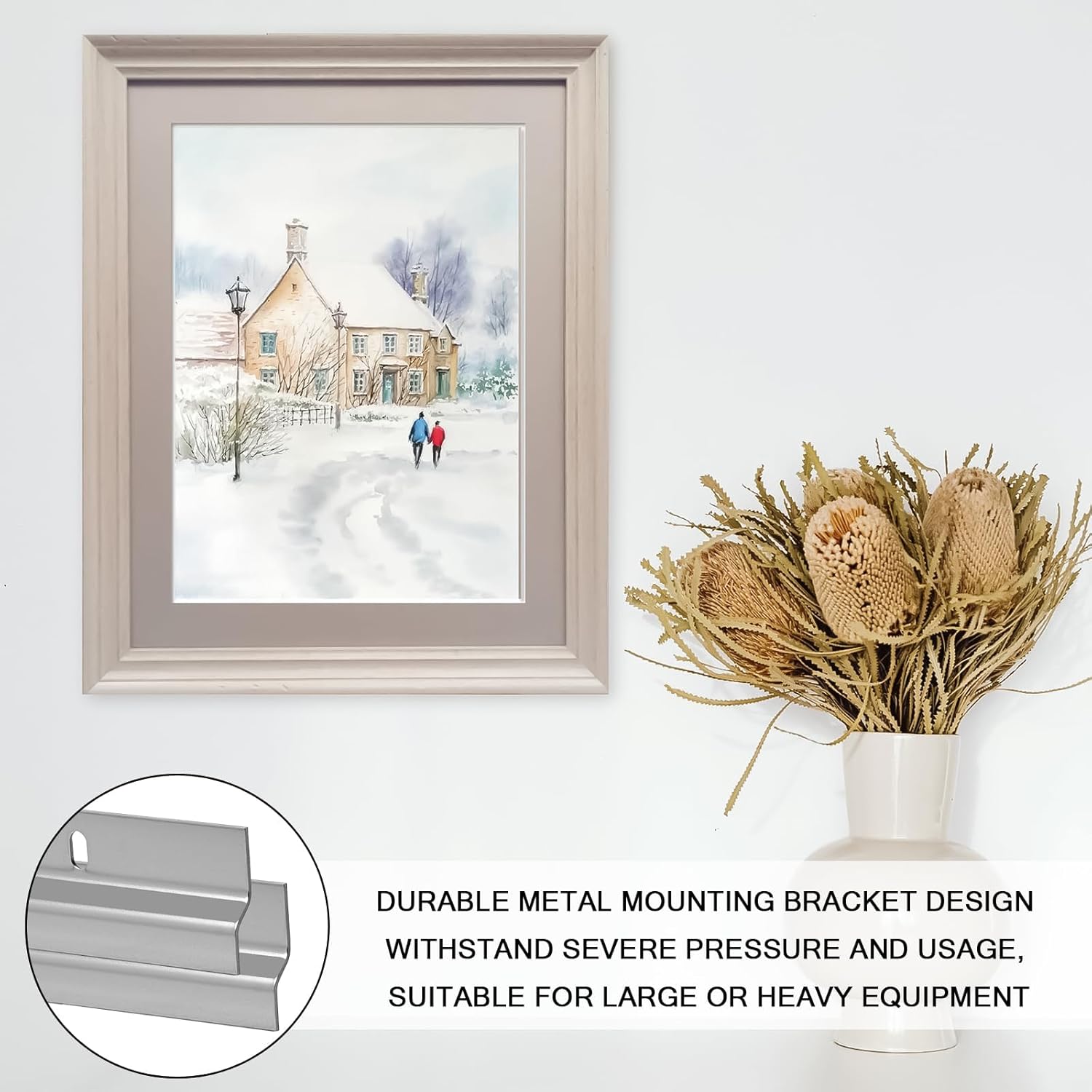 Z Clips French Cleat Picture Hanger Aluminum French Cleat Hanger Heavy Duty Picture Hangers Wall Mounting Mirror Hanging Hardware Z Clip Mirror Hanger for Artwork, Wall Painting (12"-1Pair)