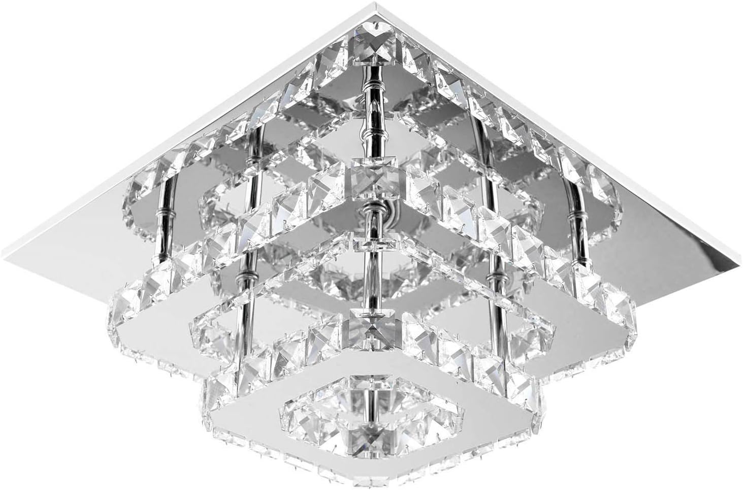 KingSaid Modern Square 30cm LED Crystal Ceiling Lights Chandeliers Bilayer Aisle Light Pendant Light Lamp White Light