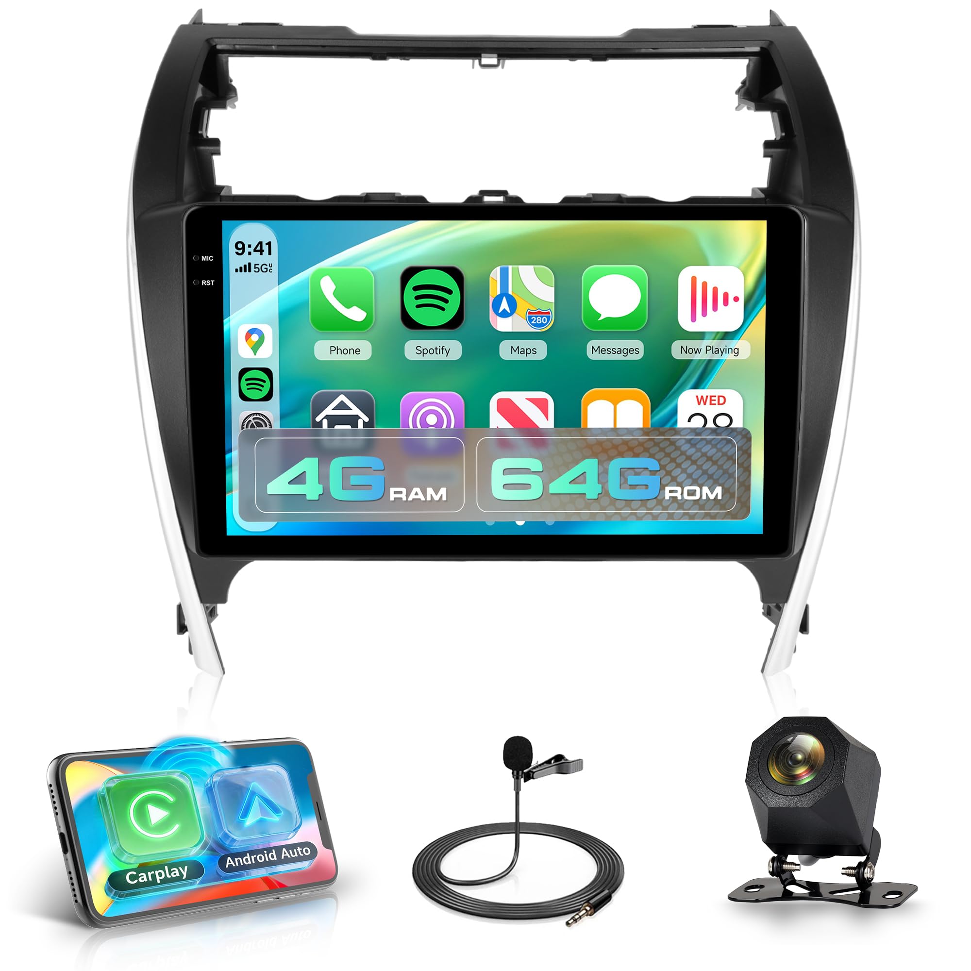 2G+64G 10.1 Inch Radio for Toyota Camry 2012 2013 2014, Rimoody Android 13 Car Stereo Carplay Touch Screen GPS Navigation WiFi Android Auto Mirror Link Bluetooth FM/RDS EQ + AHD Backup Camera-image-19