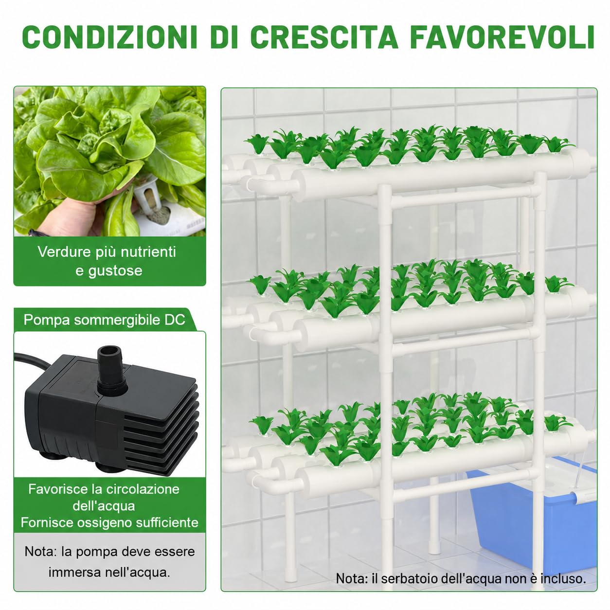 Hydroponic System Grow Kit 108 siti vegetali a 3 Strati in PVC, idroponico per Colture acquatiche,Piante da Giardino e esperimenti idroponici, 96 × 55 × 111 cm