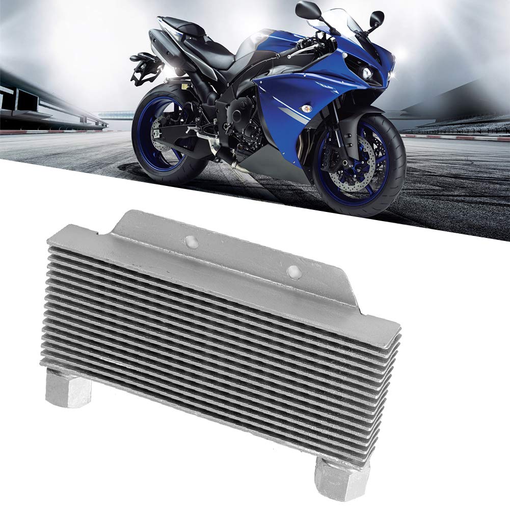 Radiatore radiatore olio motore in lega di alluminio argento, radiatore olio universale per moto, radiatore olio ad alte prestazioni a 15 file con filettatura interfaccia 12x1,25
