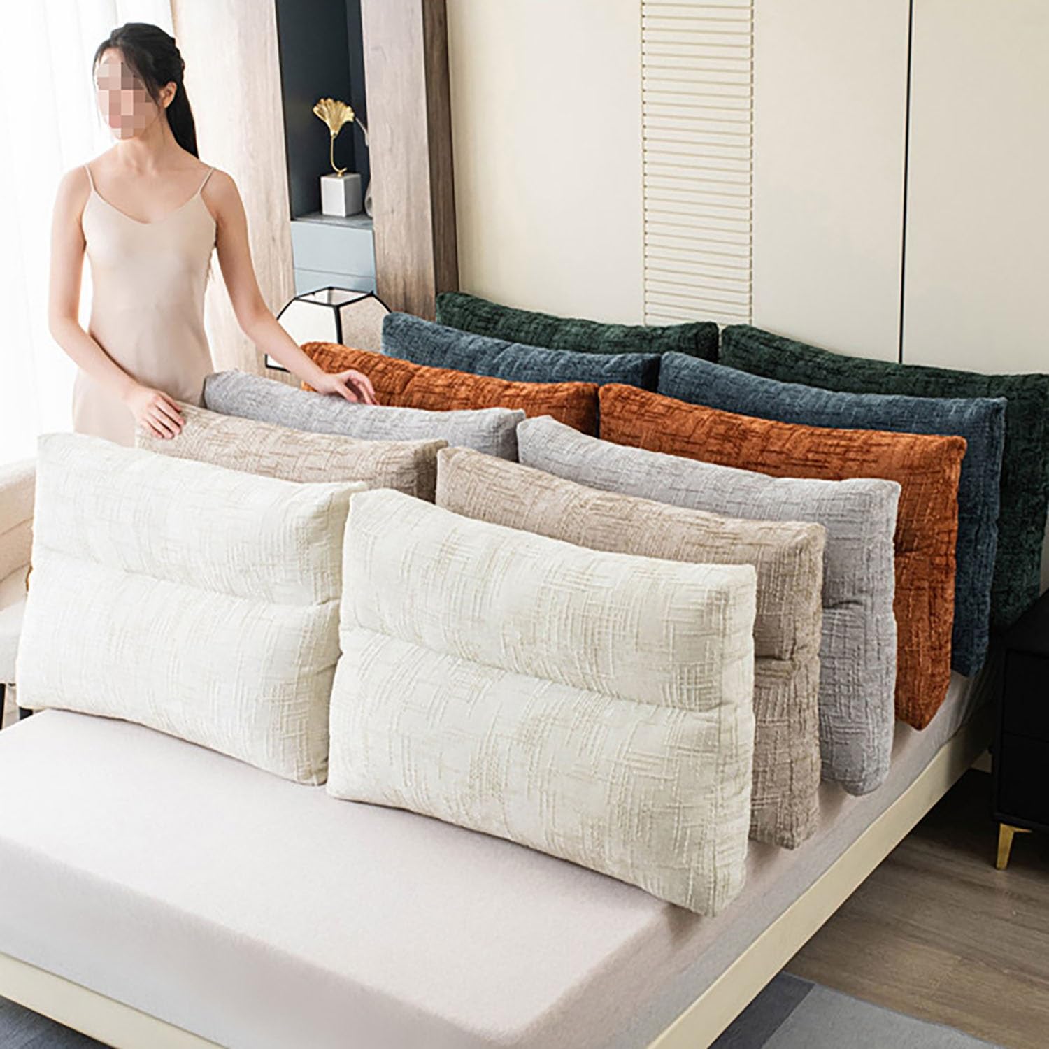 Cuscini Schienale Letto E Divano, Singolo/Matrimoniale Cuscini Testata Letto 60/70/90cm Comodo Cuscino da Lettura Cuscini di Supporto lombare/Schiena Fodera Rimovibile(A2,90x50x18cm)