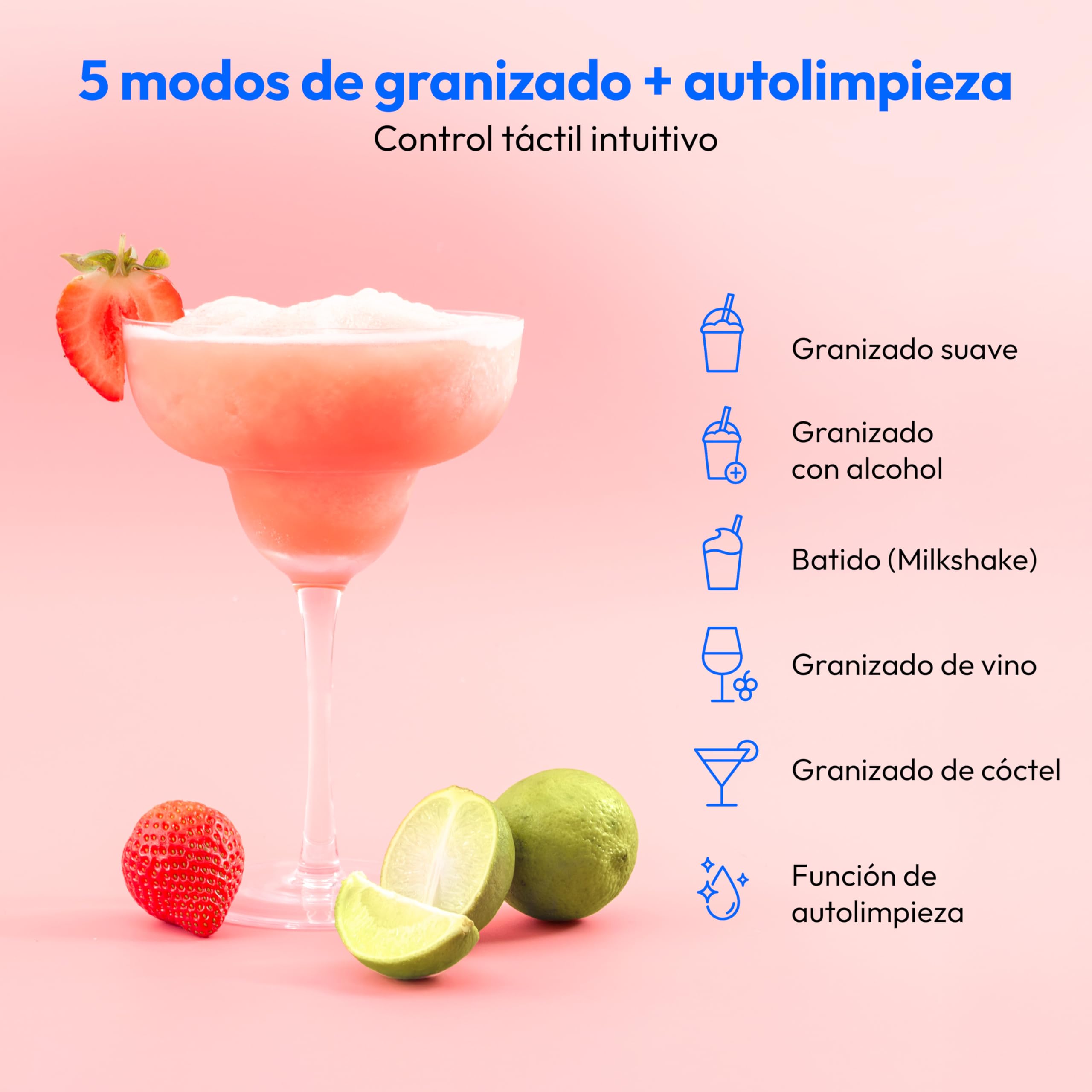 MEDION Máquina de granizados (capacidad de 2,6 L, depósito de 1,9 L, slush maker para bebidas, 5 modos, 30–60 min de preparación, con compresor), MD12090, plata