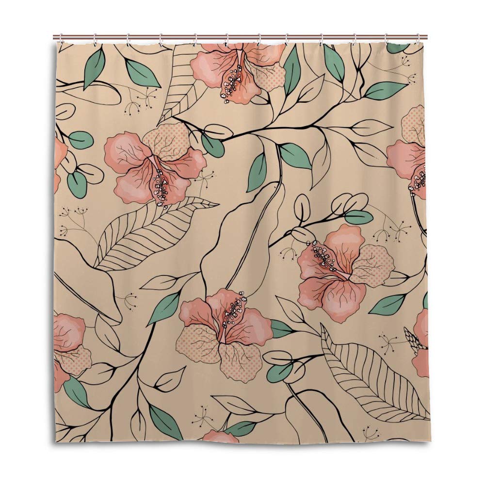 Rideau de douche imperméable floral pour une salle de bain propre