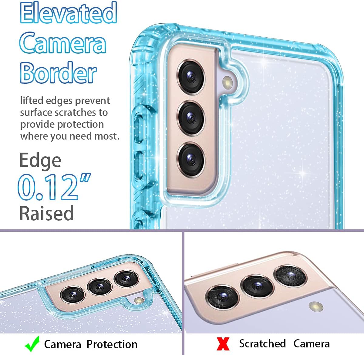 Hekodonk for Galaxy S21 Plus 5G Case,Hybrid Liquid Clear Crystal Design Glitter TPU Bumper Protective Silicone Shockproof Flexible Anti-Scratch Cover for Samsung Galaxy S21 Plus 5G Bling Blue