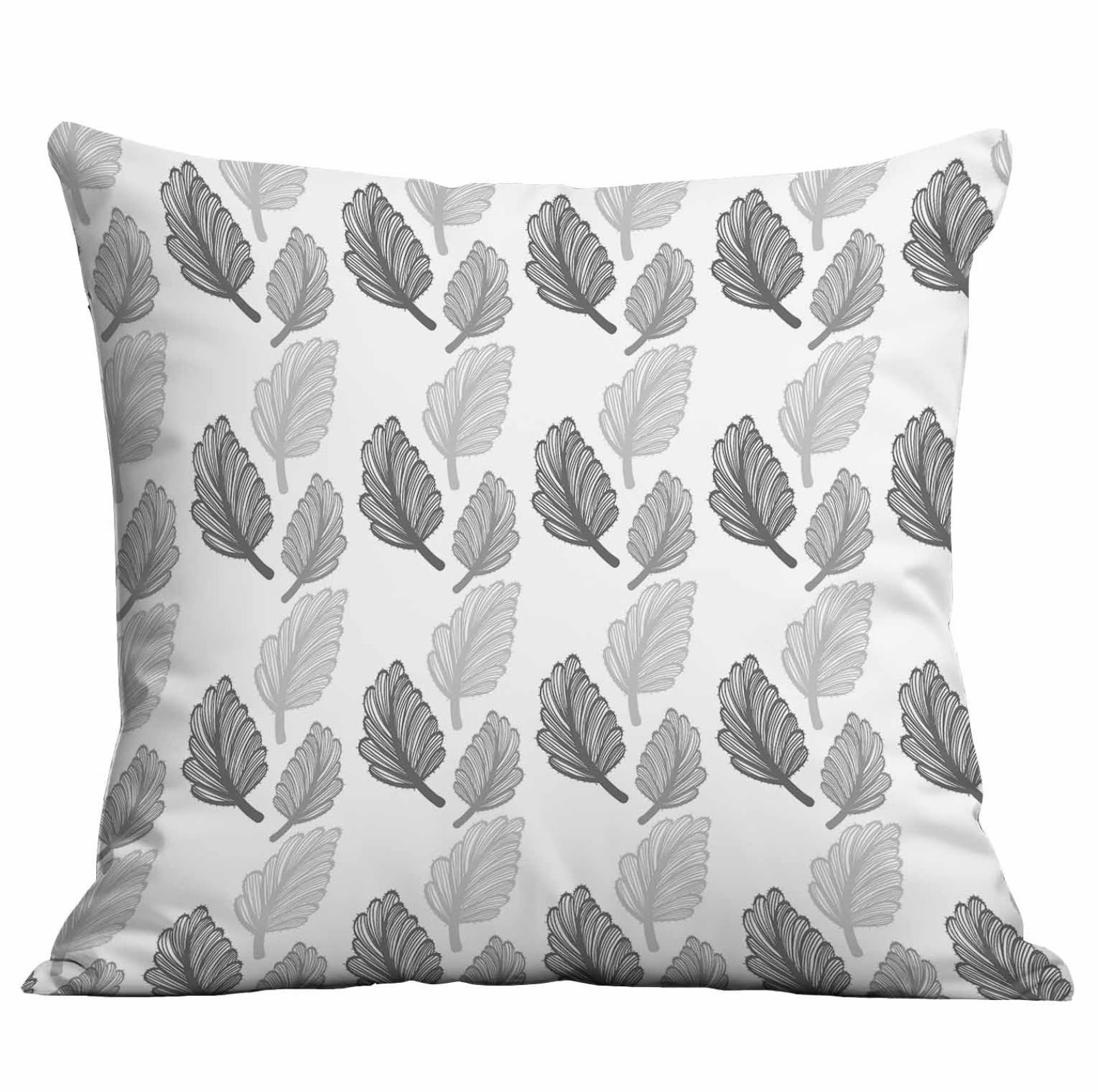 Cushion Covers 60cm x 60cm Leaves Gray Garden Cushions Soft Fabric Pillow Case Short Plush Outdoor Cushion Covers for Car Office Throw Pillow with Invisible Zipper