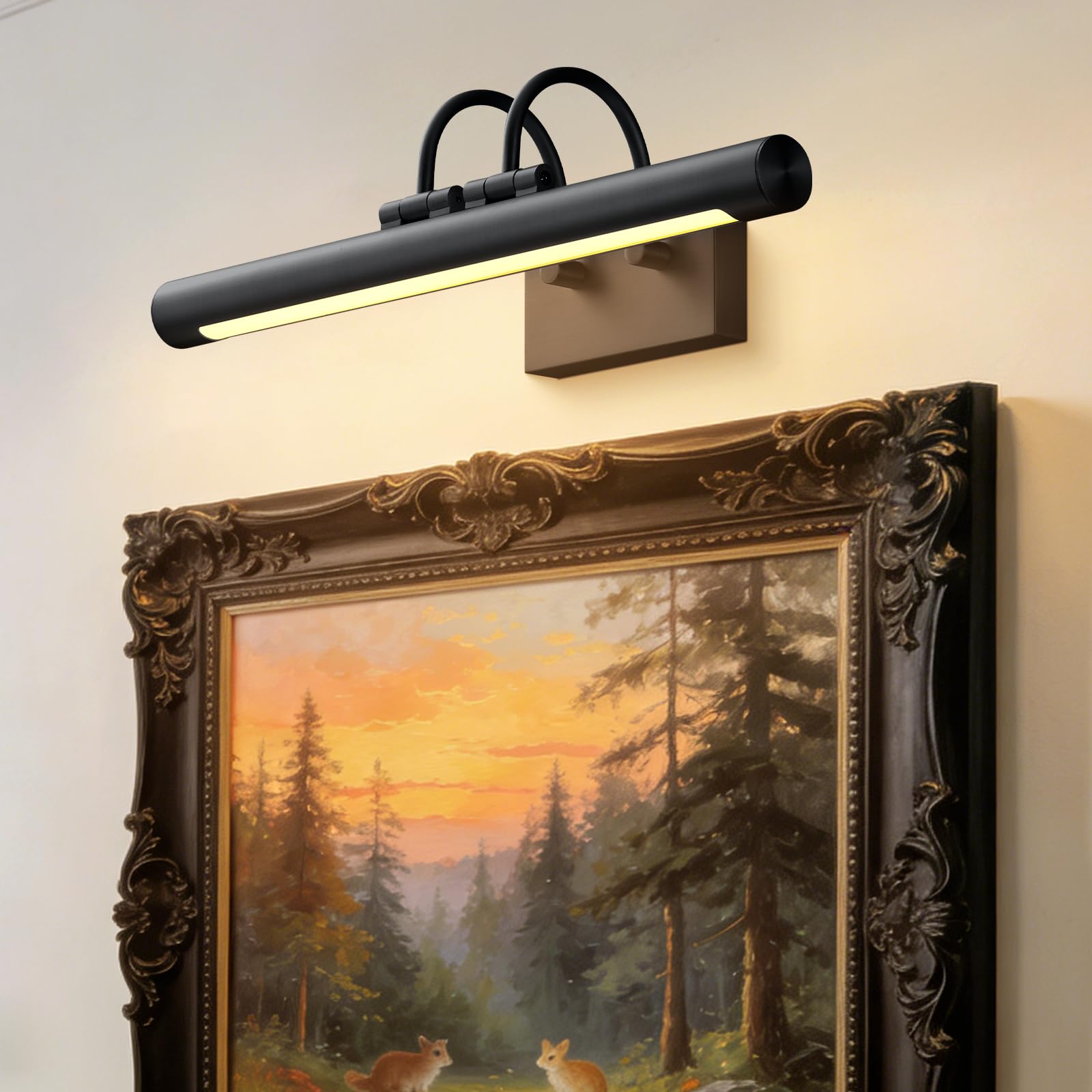Picture Light 18 Rotatable Black Picture Lights for Wall Art Lights Wall Sconce Hard-Wired Bronze Pictures Frame Light