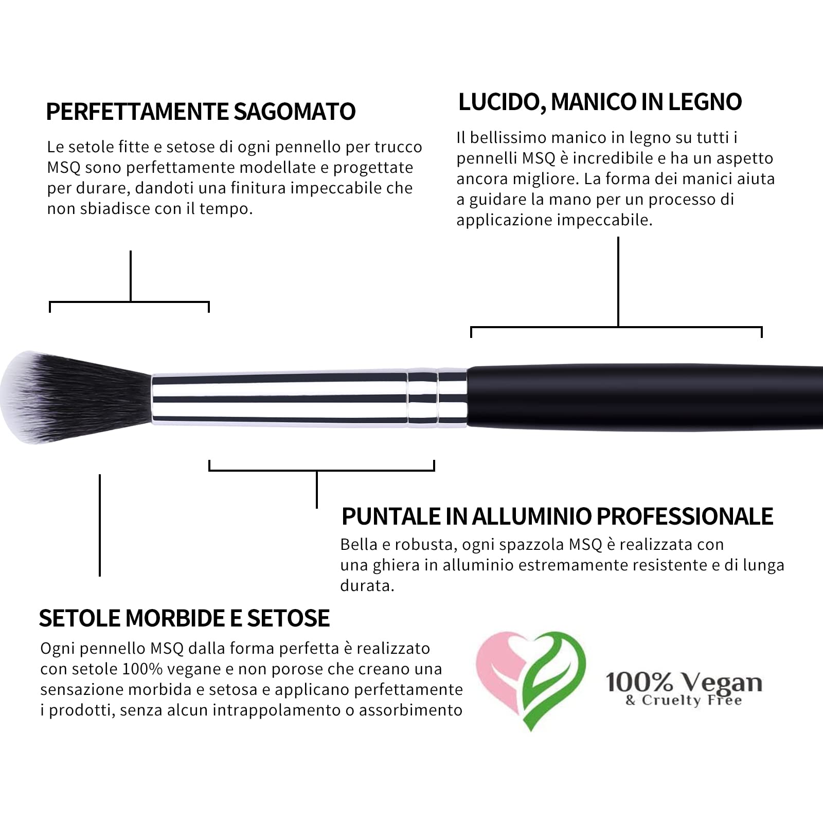 MSQ Juego de 8 pinceles de maquillaje para sombra de ojos | juego de pinceles de maquillaje de ojos de