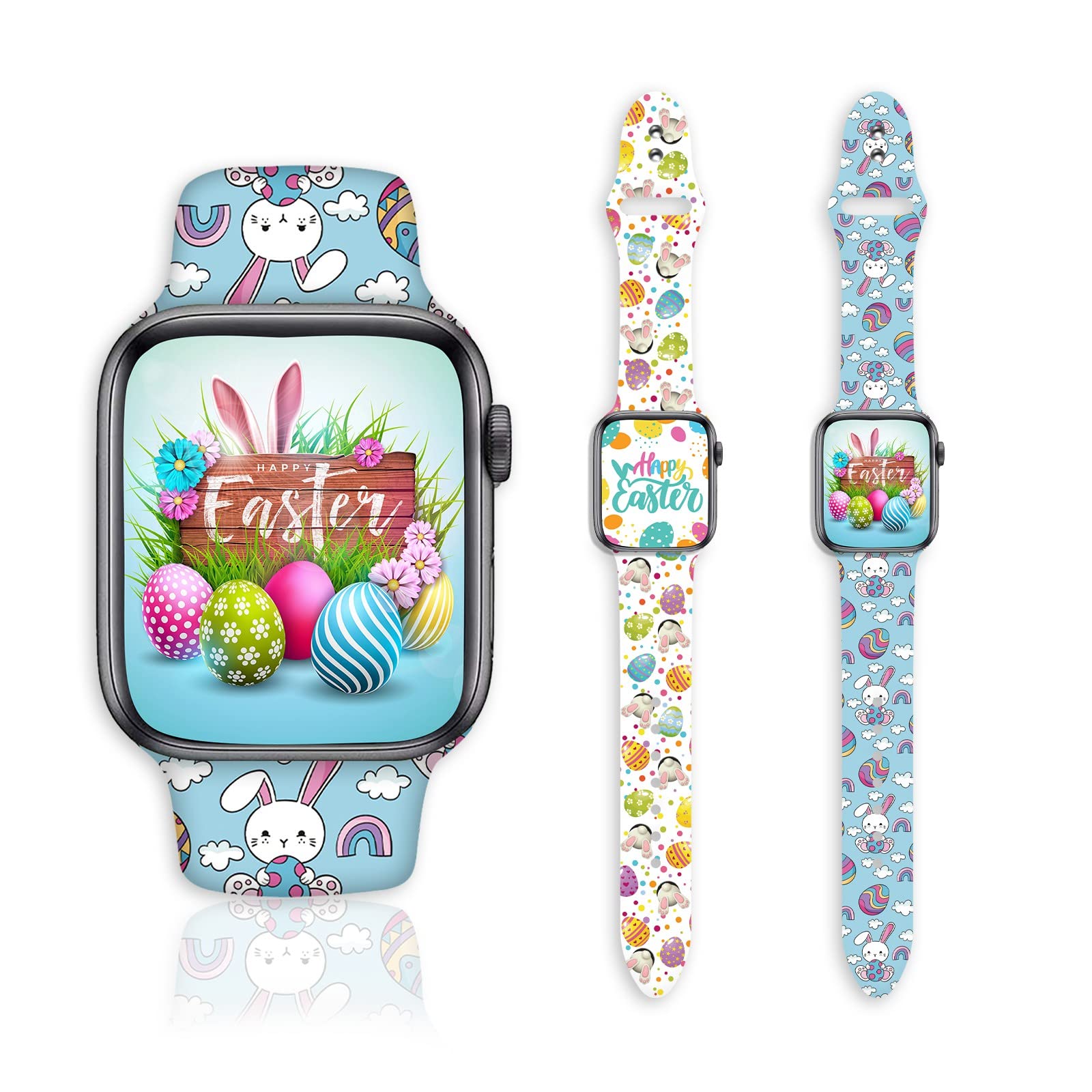 2 Pack Holiday Watch Bands for Apple Watch Band 38mm/40mm/41mm/42mm/44mm/45mm for iWatch SE/Series 7 6 5 4 3 2 1, Replaceable Soft Silicone Cute Pattern Printed Sport Watch Bands