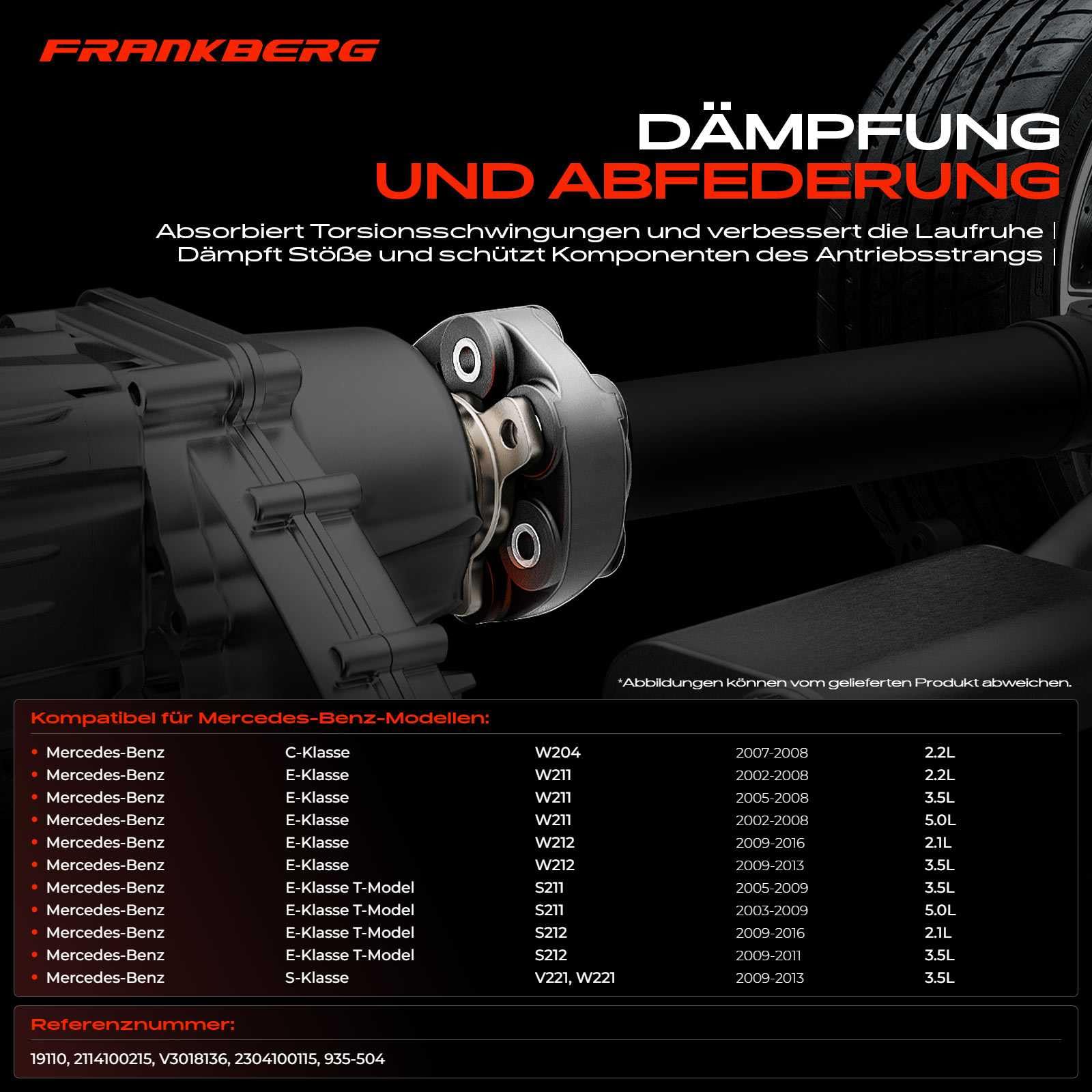 Frankberg Gelenkscheibe Hardyscheibe Kompatibel mit C-Klasse W204 S204 2007-2008 E-Klasse W211 W212 A207 C207 S211 S212 2002-2016 S-Klasse W221 2009-2013 Replace# 2114100215