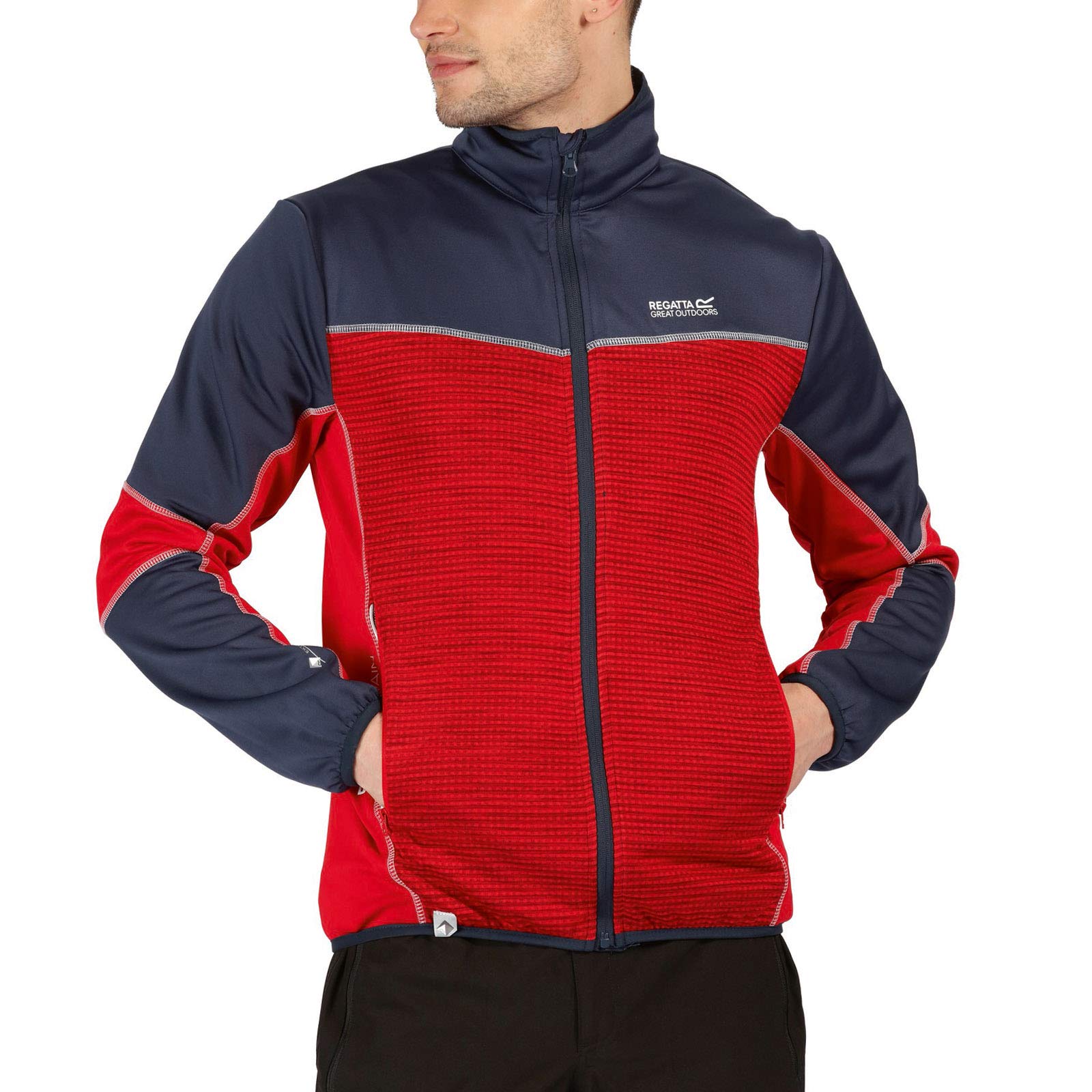 Regatta Yare III Stretch Softshell Jacket WITH Zipped Pockets Jacket - True Red/Nightfallnavy, Small