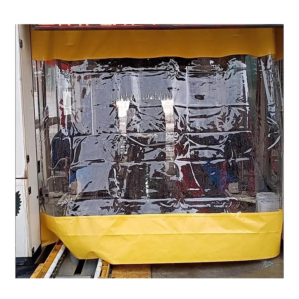 Zfmnoyev Rideaux De Séparation pour Garage, Panneaux en Vinyle Industriel Transparent, Rideau Suspendu en PVC De 0,6 Mm D'épaisseur avec Œillets Métalliques(Jaune,3x2m/9.8x6.6ft)
