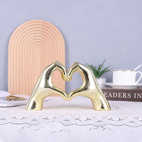 Miniatura 6 de Decoración de manos de corazón dorado, centros de mesa de amor, estatua estética y escultura, sala de estar, dormitorio, estantería, mesa de café,