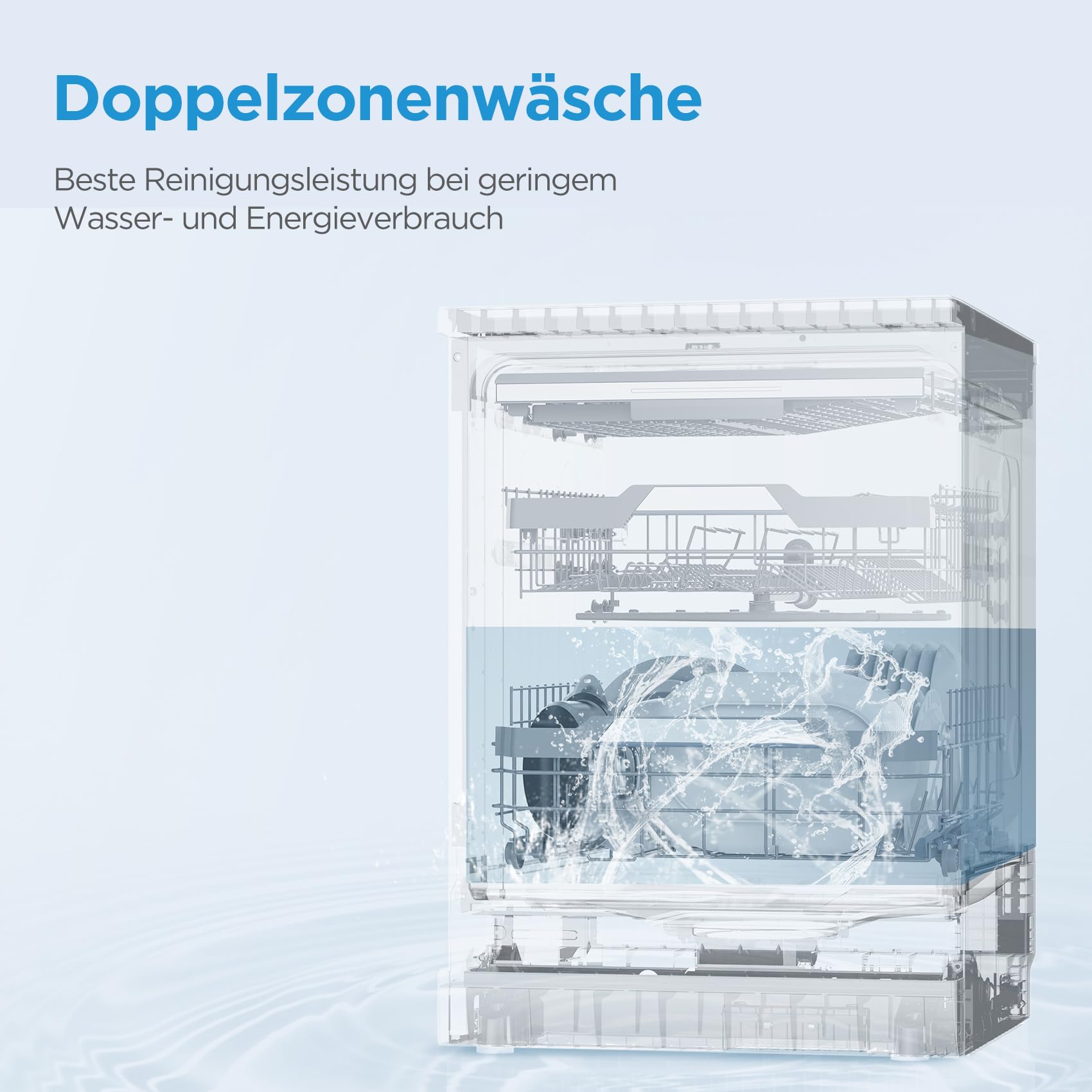 Midea Geschirrspüler Freistehend 45 cm 10 Maßgedecke MDWEF1034DSS-WE Aqua-Stopp Silber Energieklasse C