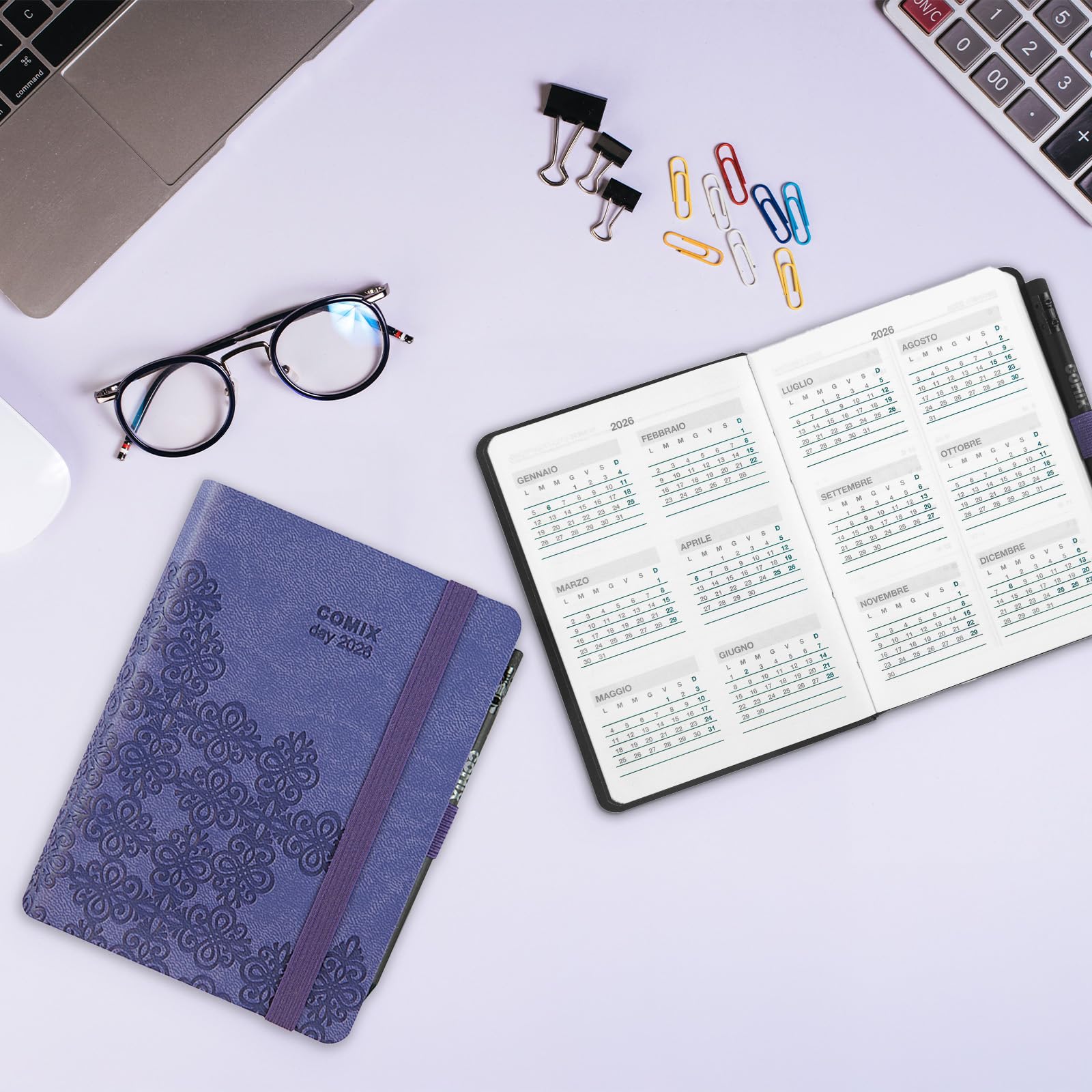 COMIX Special, Mignon - Agenda 2024, 12 Mesi, Giornaliera, Con Passante Elastico Porta Matita O