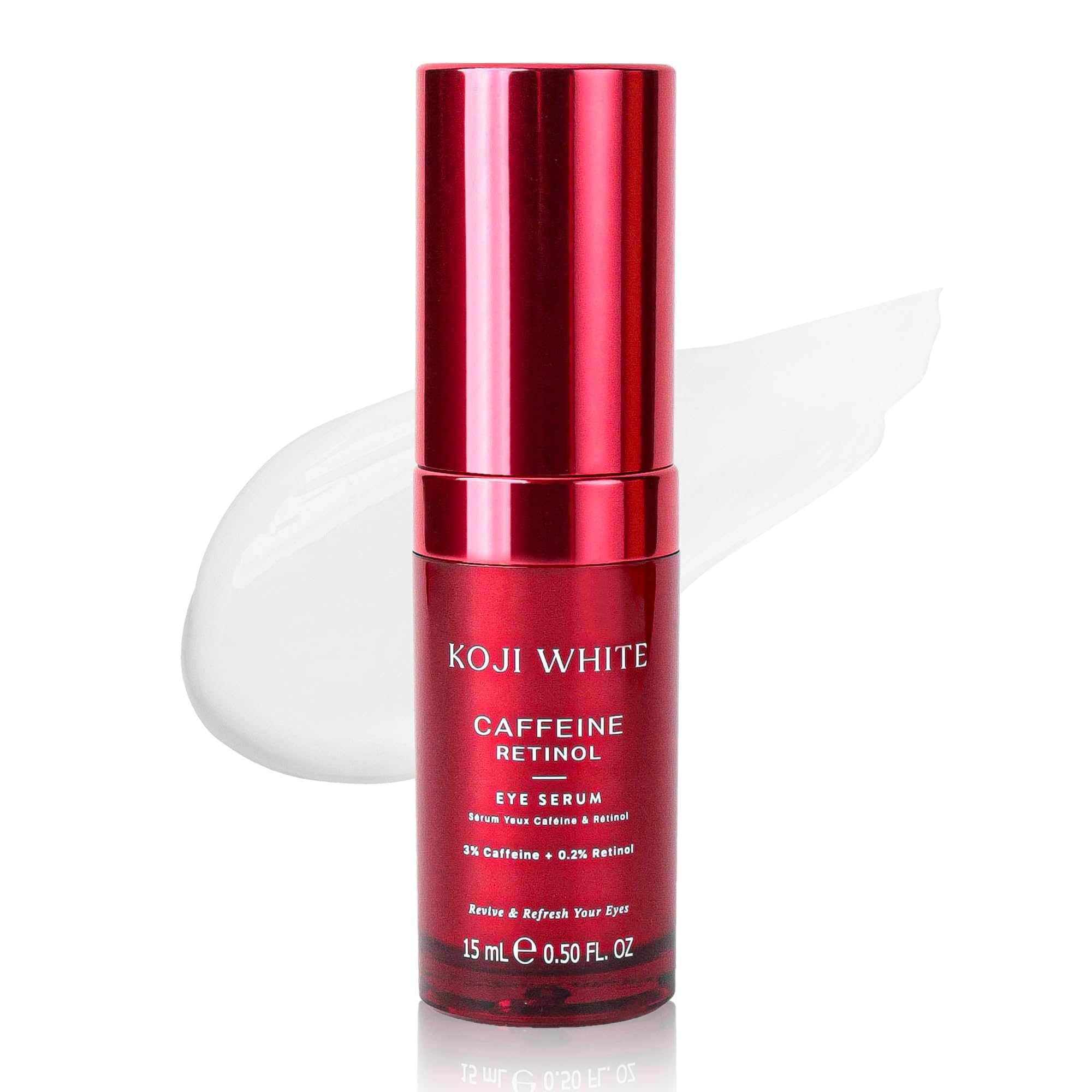 Koji White 3 Caffeine Eye Serum for Puffiness Dark Circles with 0 2 Retinol Peptides Hyaluronic Acid Vitamin