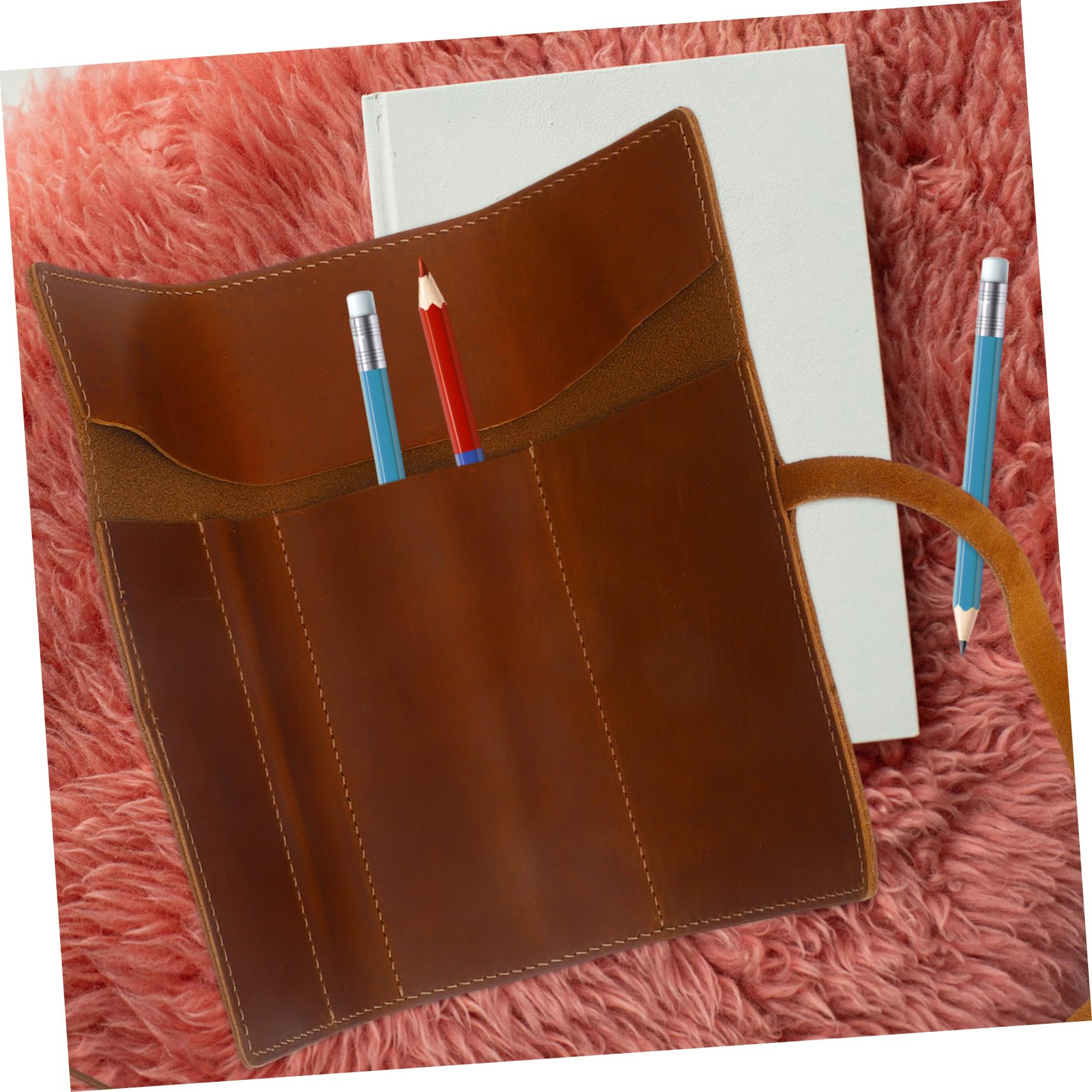 SEWACC 4piezas Estuche Enrollable De Lápices De Piel Vintage Bolsa Multifuncional para Bolígrafos y Lápices Organizador De Papelería