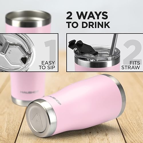 Miniatura 7 de Haushof - Vaso de 20 oz de acero inoxidable con aislamiento al vacío, taza de café con tapa, vaso de viaje de doble pared, perfecto para bebidas