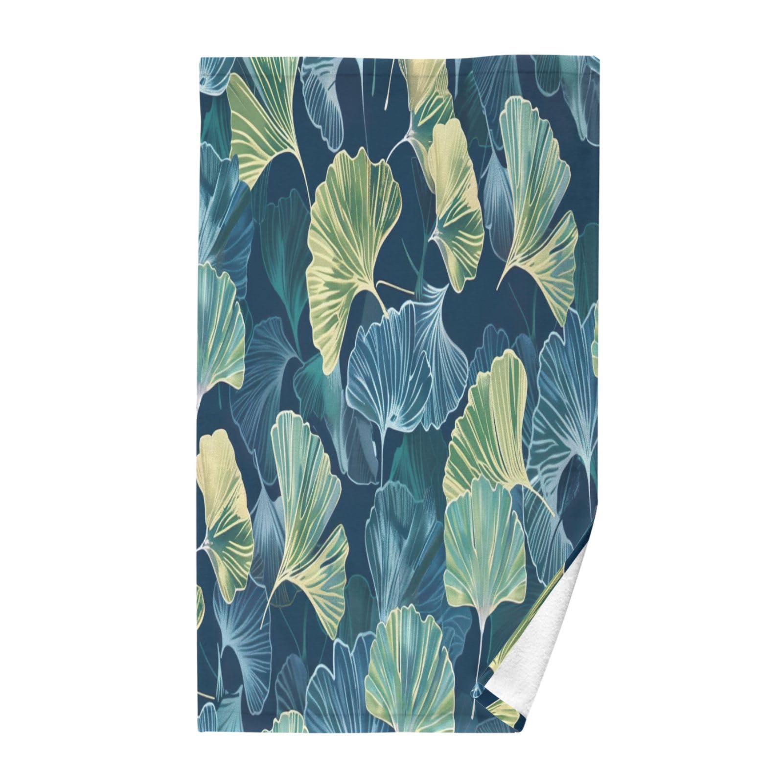 GUIJI Ginkgo Leaf Cotton Hand Towels, Skin-Friendly Bathroom Decorative Hand Towels, Hand Towels for Gym Spa Face